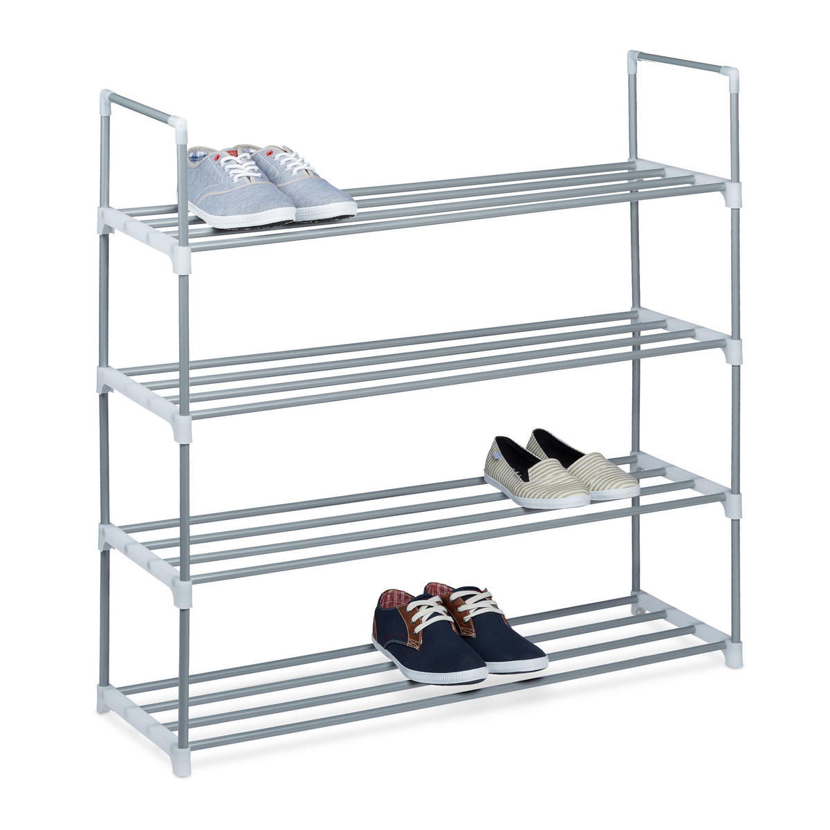 SCHUHREGAL - Silberfarben, Kunststoff/Metall (90/93/31cm) - Relaxdays