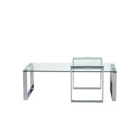COUCHTISCH mit extra Tisch aus klaren Glas - Weiß, Holzwerkstoff (69/115/45cm) - ebuy24