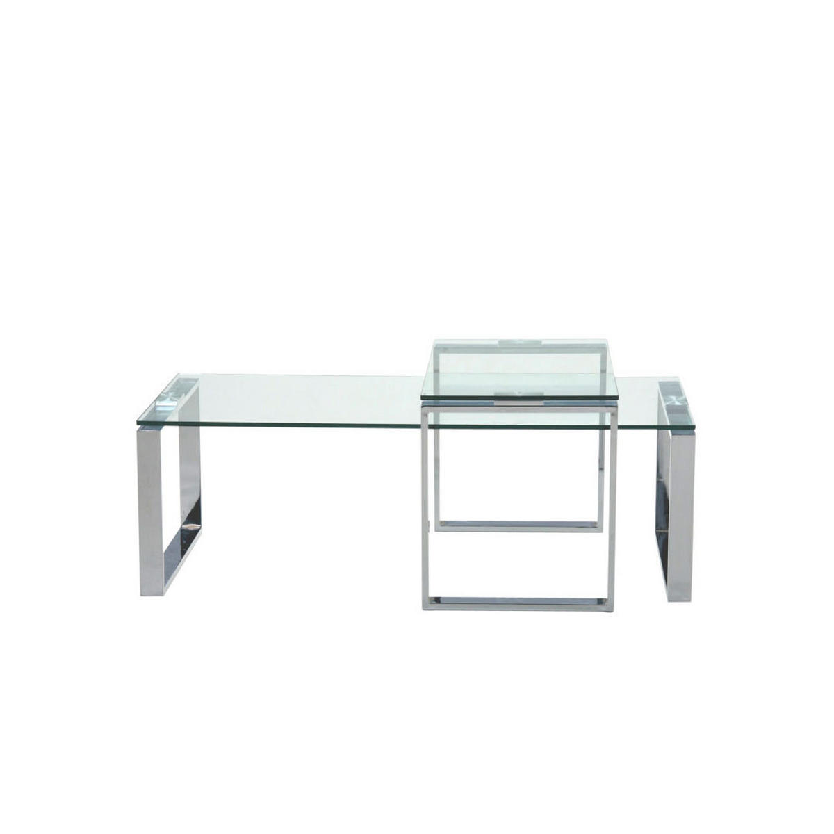 COUCHTISCH mit extra Tisch aus klaren Glas - Weiß, Holzwerkstoff (69/115/45cm) - ebuy24
