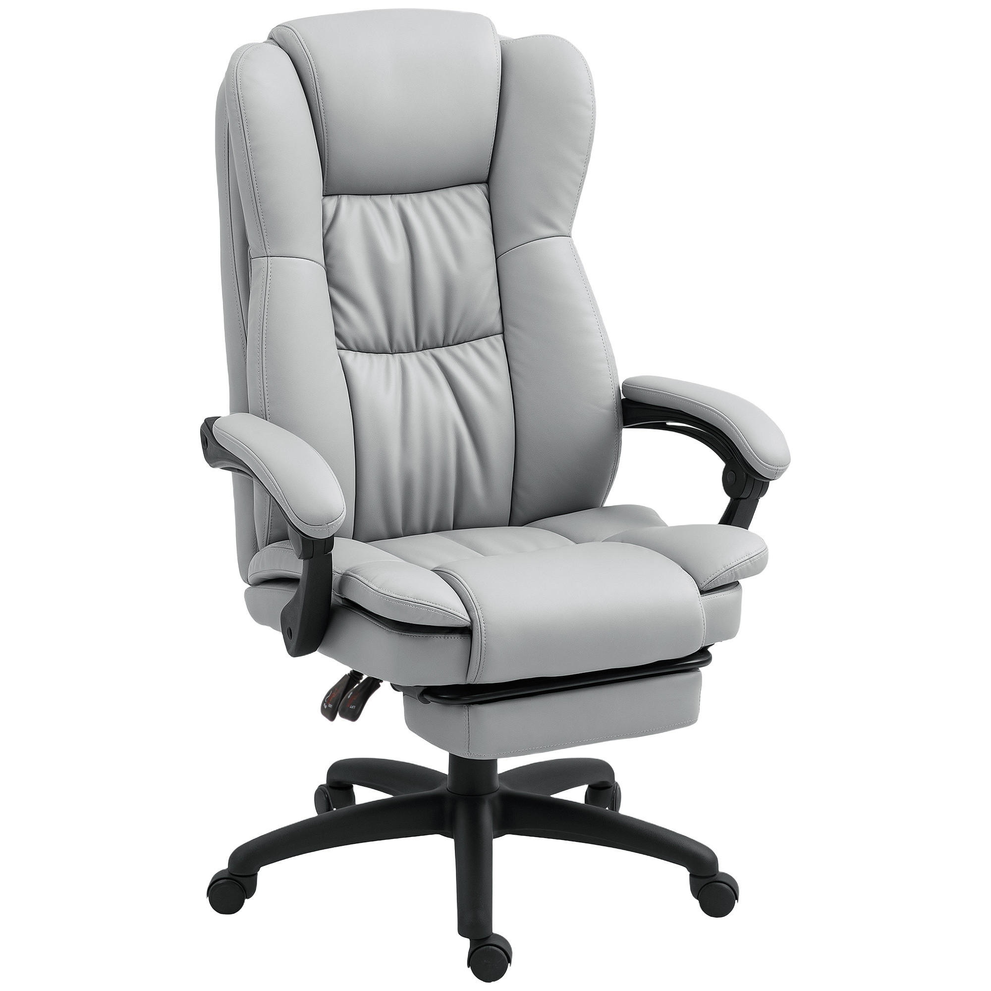 KANCELÁŘSKÁ ŽIDLE s 5 masážními režimy, ergonomická kancelářská židle s funkcí polohování - černá/světle šedá, plast (68.5/121/68.5cm) - Vinsetto