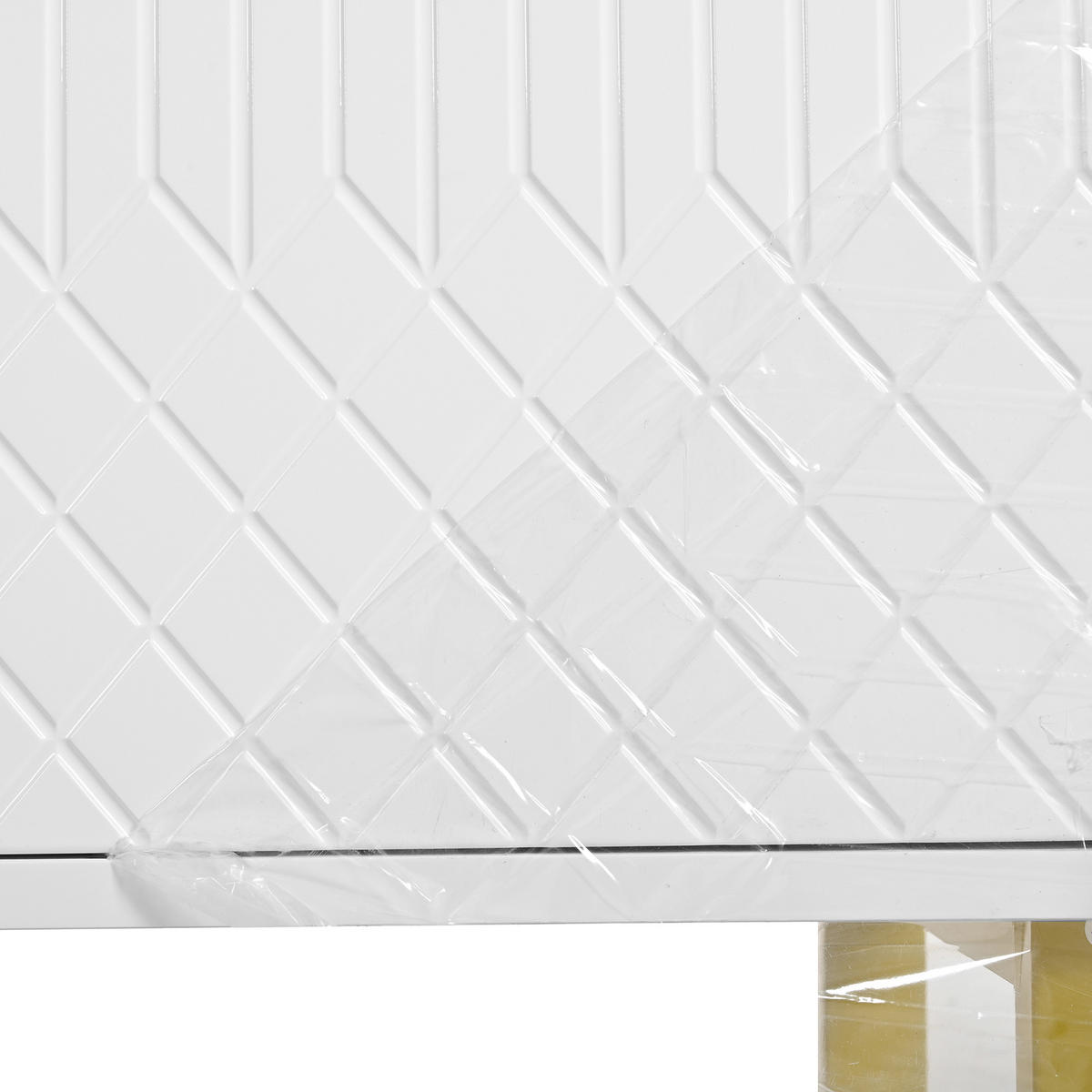 SIDEBOARD in Weiß Anrichte mit 4-Türen-Design und Metallgriffen für Wohnzimmer und Schlafzimmer, B140/T40/H80 cm - Goldfarben/Weiß, Holzwerkstoff/Metall (140/80/40cm) - STILVORA