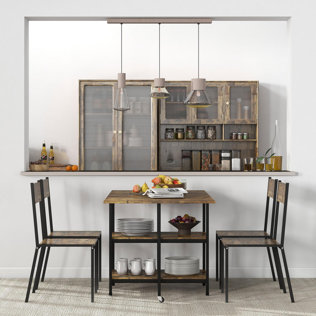 KLAPPTISCH 140/80/75 cm, platzsparend, seitlich ausklappbar mit Ablagen - Braun, Metall (140/80/75cm) - BEAOK