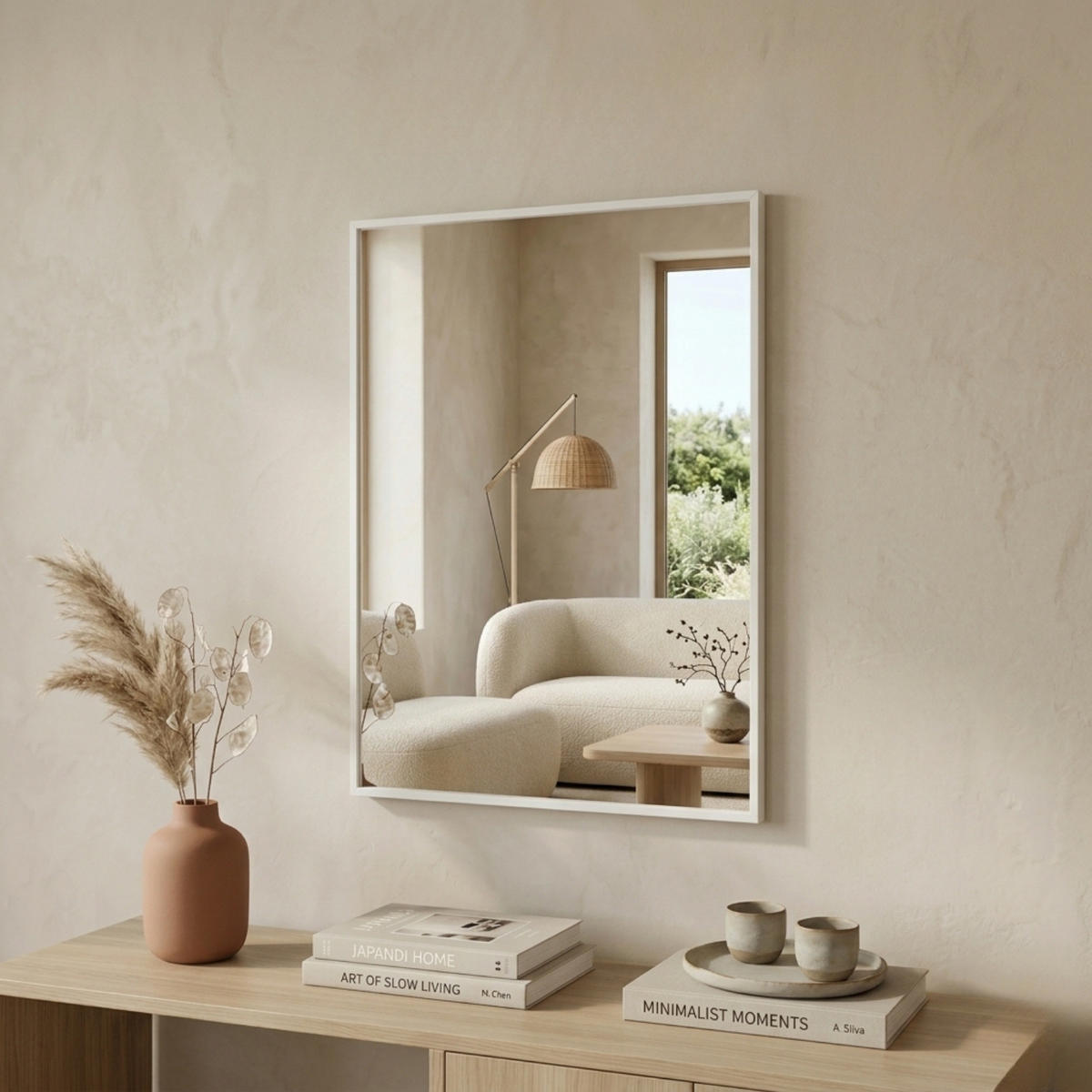 WANDSPIEGEL Vinkiel 70 x 50 cm - Weiß, Glas (70/50/2.5cm) - EDAXO