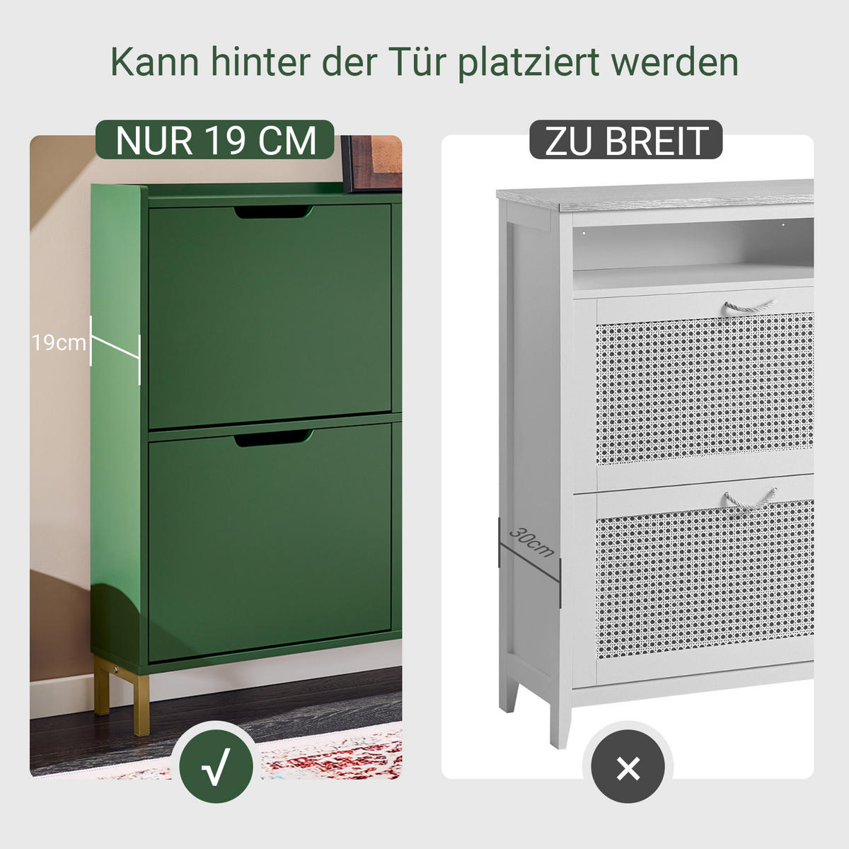 SCHUHSCHRANK Dunkelgrün - Dunkelgrün, Holzwerkstoff/Metall (100/90/19cm) - SoBuy