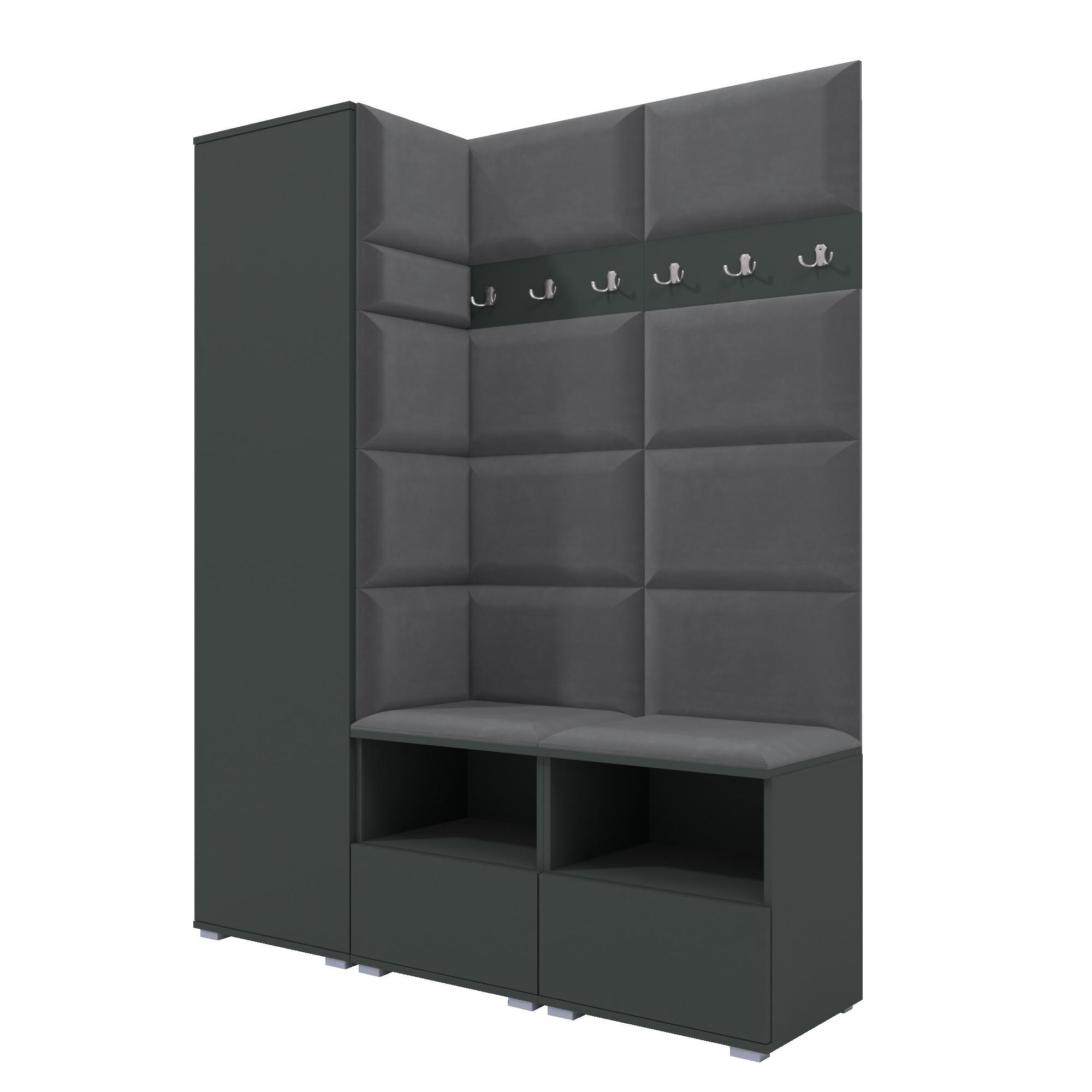XXXLutz Garderoben-Set Graphit, Dunkelgrau 150x187x40 cm