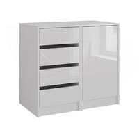 KOMMODE Sherry Weiß/Weiß Hochglanz 80.2 x 76 cm 2 Teile - Weiß Hochglanz, Holzwerkstoff (50.1cm) - Vicco