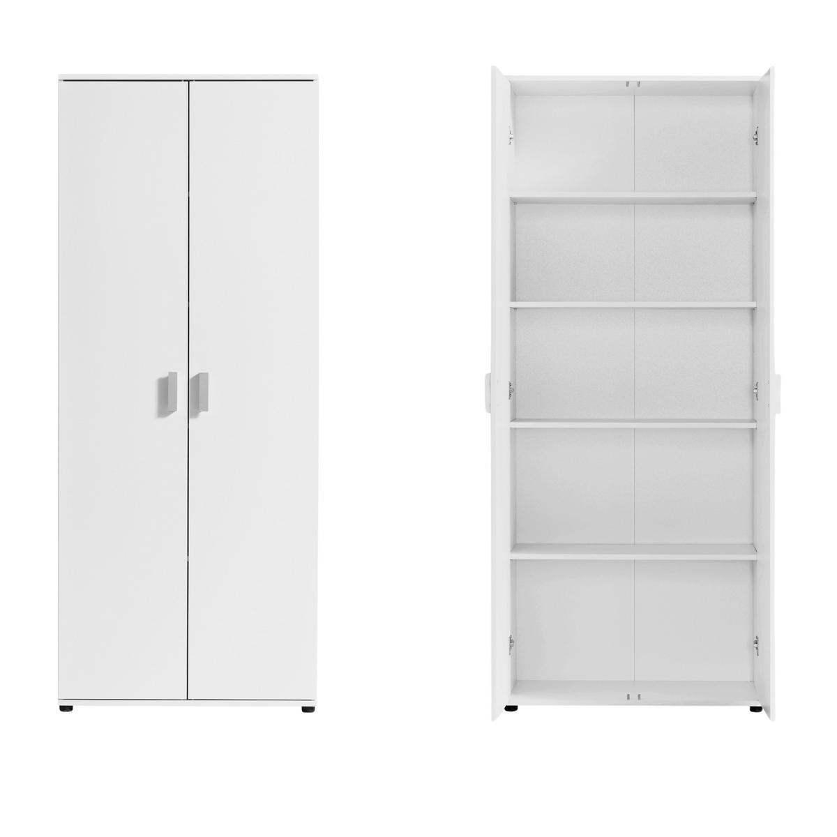 MEHRZWECKSCHRANK mit 2 Türen & 4 Einlegeböden in weiß - Weiß, Holzwerkstoff (35/184/75cm) - Home Collective