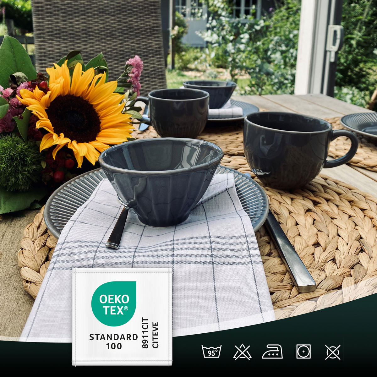 GESCHIRRTÜCHER, 5er-Set, 50x70 cm, 50% Baumwolle, 50% Leinen, Weiß - Grau, Textil (50/70cm) - Zollner