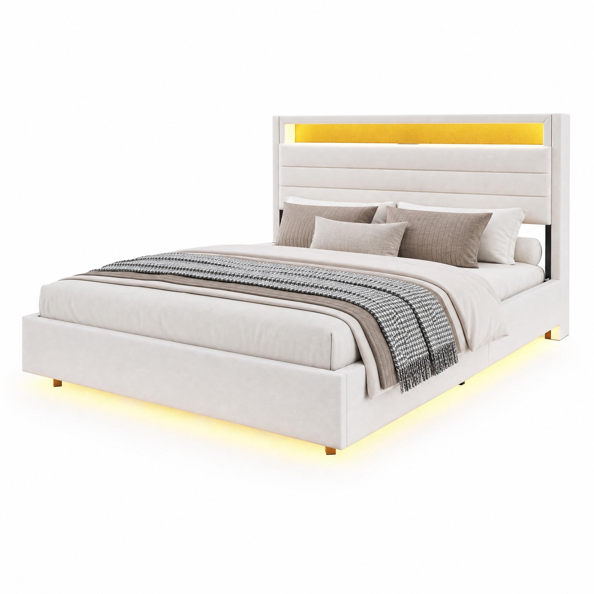 Beauniv Polsterbett Beige 140x200 cm