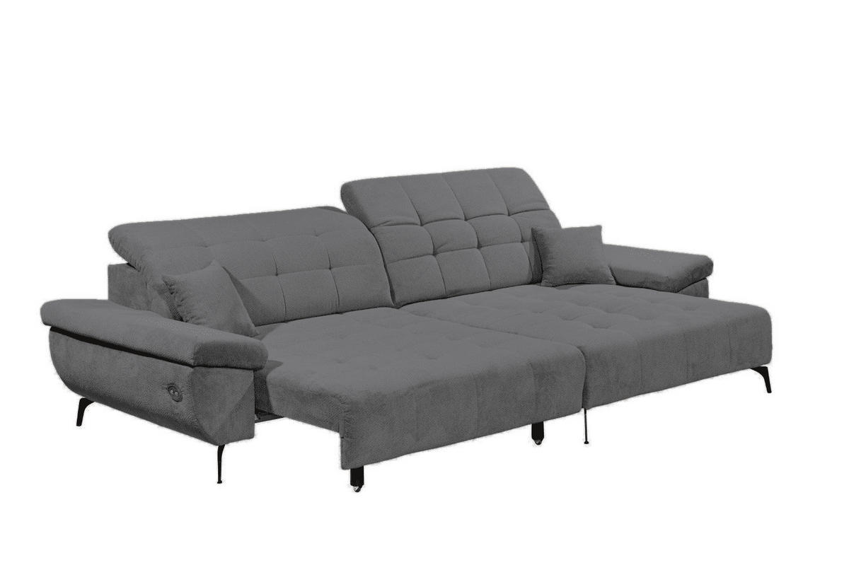 ECKSCHLAFSOFA mit Schlaffunktion & elektrischer Sitztiefenverstellung - Schwarz Hochglanz/Silberfarben, Holz/Holzwerkstoff (170/297cm) - ed exciting design