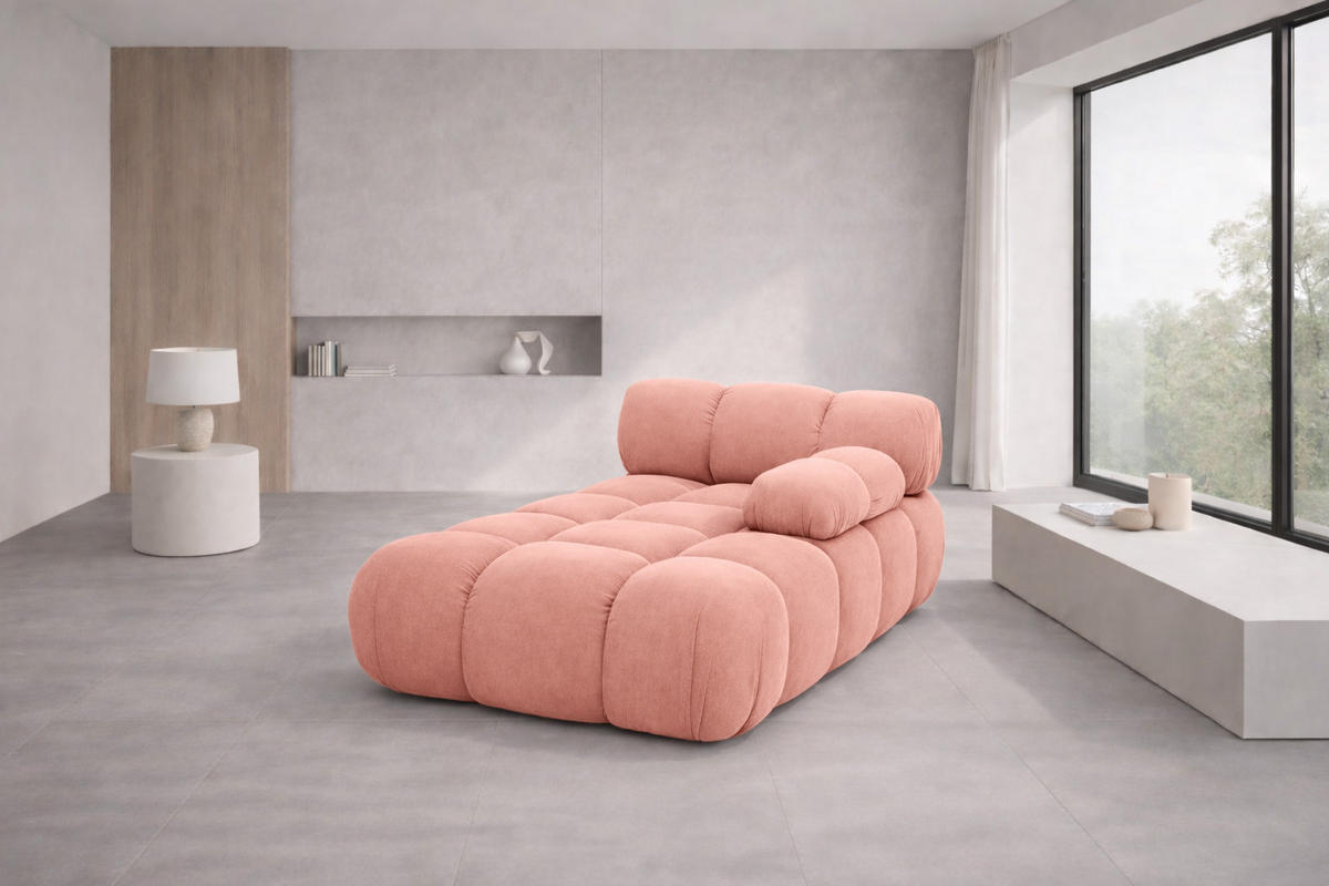CHAISELONGUE Modular, Veloursstoff Salvador, Rosa, Rechts, Selia - Graphitfarben/Rosa, Holz (95/70/160cm) - Kaiser Möbel