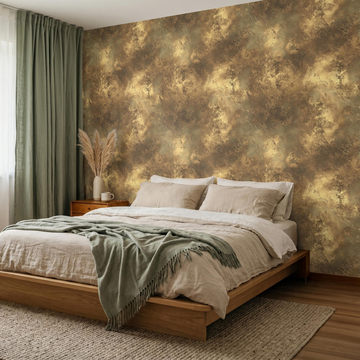 TAPETE - Antik - Metallic-Look - Gold - 280x200 cm - Messingfarben, Papier (280/200cm) - OnlyWow