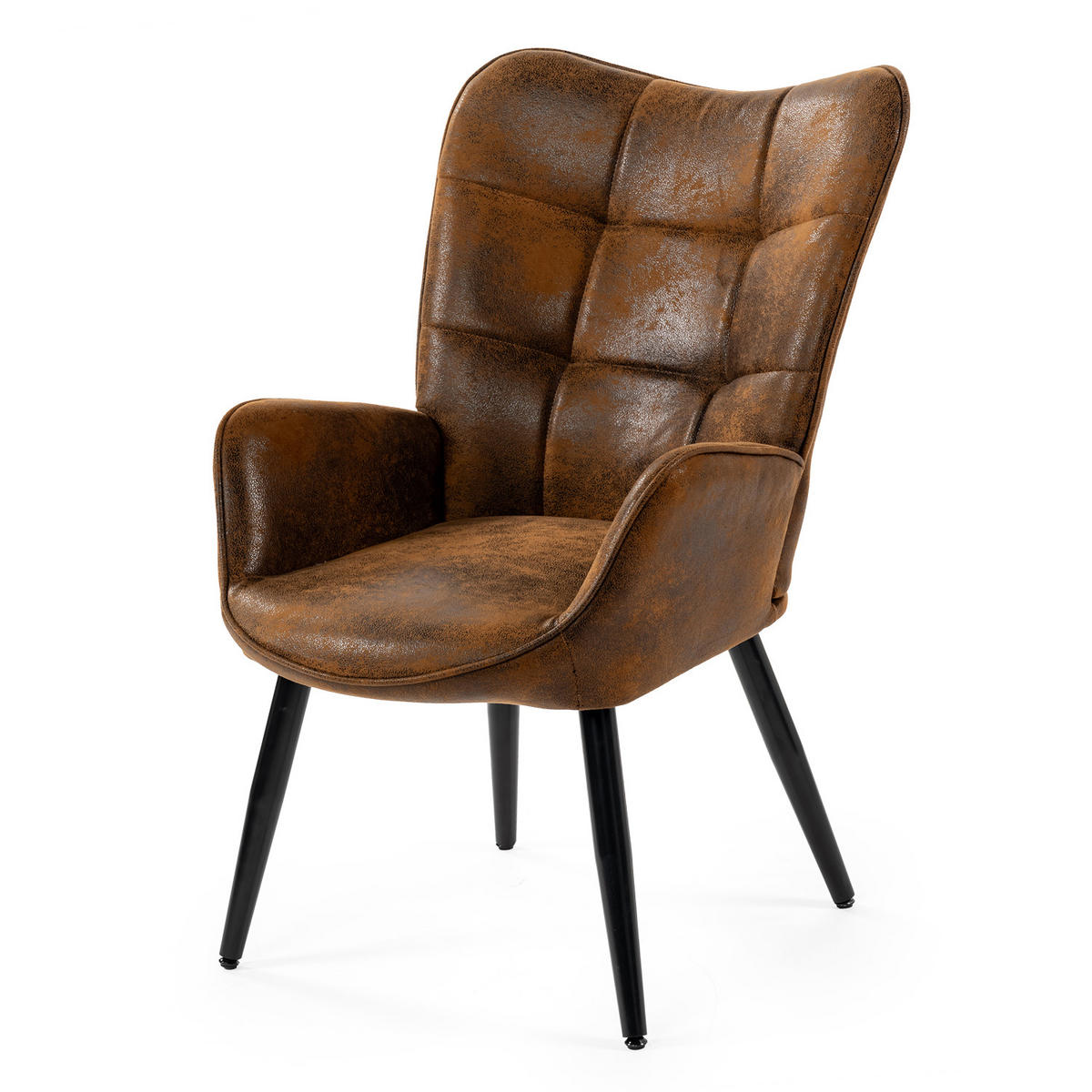 OHRENSESSEL in Schlingenstoff, Brown - Braun, Textil/Metall (62/90.5/72cm) - Meubles Cosy