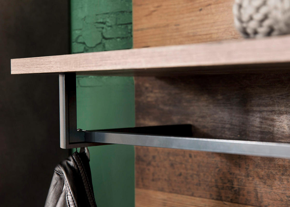 GARDEROBE Old Used Wood mit grau 2-teilig 80 x 192 cm, Set in modernem Design - Silberfarben/Schwarz, Holzwerkstoff/Kunststoff (80/192/37cm) - Top.Furn