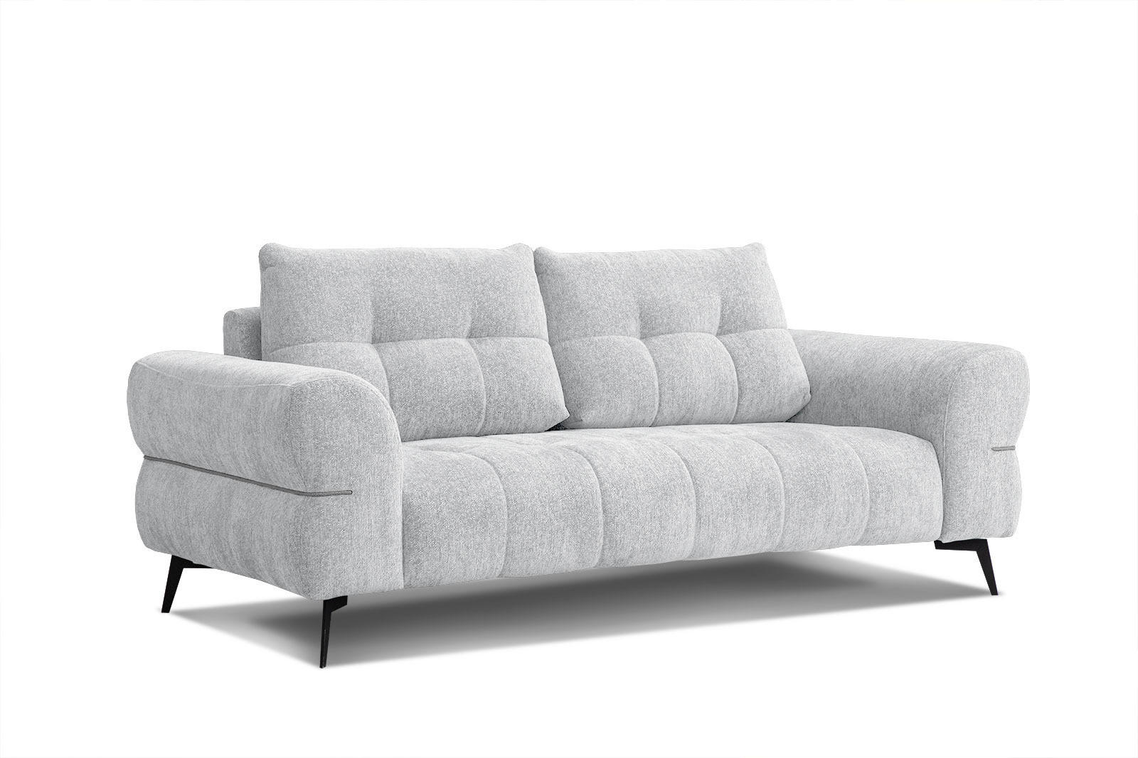 SOFA SALVINI 3-Sitzer, hellgrau - Hellgrau/Schwarz, Holzwerkstoff/Textil (176/88/99cm) - Courtois Laville