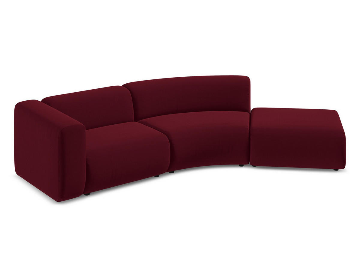 4-SITZER-SOFA Samt Stoff Rot - Bordeaux/Rot, Kunststoff/Textil (335/70/166cm) - Makamii