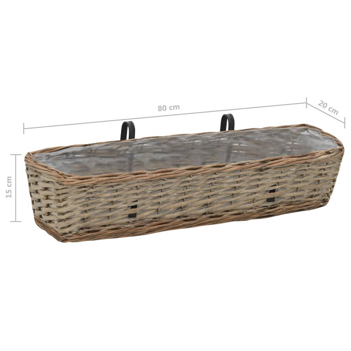 BALKON-BLUMENKASTEN 2er Set Weide Mit Pe-Auskleidung 80 Cm - Braun, Naturmaterialien (80/15/20cm) - vidaXL
