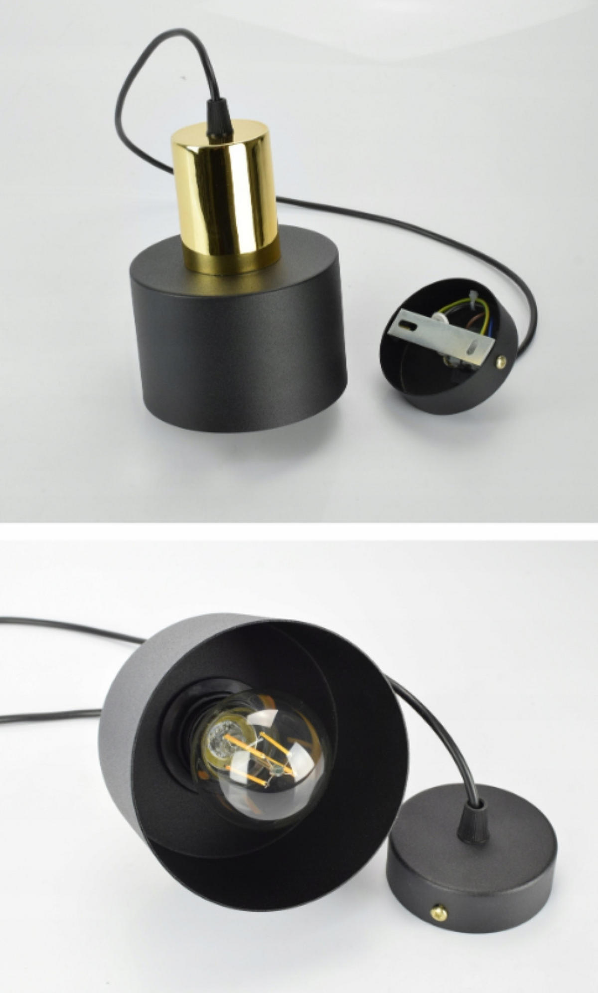 PENDELLEUCHTE BLACKSPOT - Goldfarben/Schwarz, Metall (12/12/100cm) - kiki design