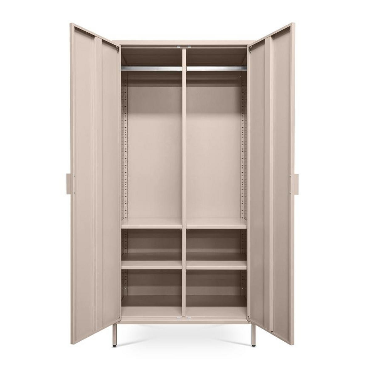 KLEIDERSCHRANK im Industrial-Design aus Metall H.170cm 2 Türen, 4 Ablagefächer, 2 Kleiderstangen Beige - Thea - Beige, Metall (80/170/45cm) - Sicaan