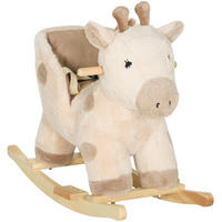 SCHAUKELPFERD DE-18247 Giraffe mit Sound & Sicherheitsgurt Beige - Beige, Holz (35/50/68cm) - ComfortXL