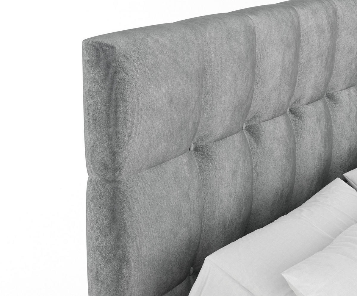 BOXSPRINGBETT Chanton Grau 140/200 cm mit Latex-Topper - Silberfarben/Grau, Holz/Holzwerkstoff (140/200cm) - Maison de Reve