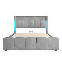 POLSTERBETT mit LED und USB Grau 140x200 cm Textil - Grau, Textil (140/200cm) - SONNENH