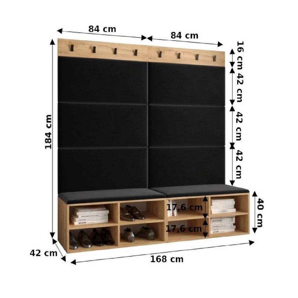 Thumbnail - Möbel Kryspol Garderoben-Set, Weiß, Pink, Kunststoff, Nachbildung, 4-Sitzer, 4 Fächer, 168x184x42 cm, Garderobe, Gardero...