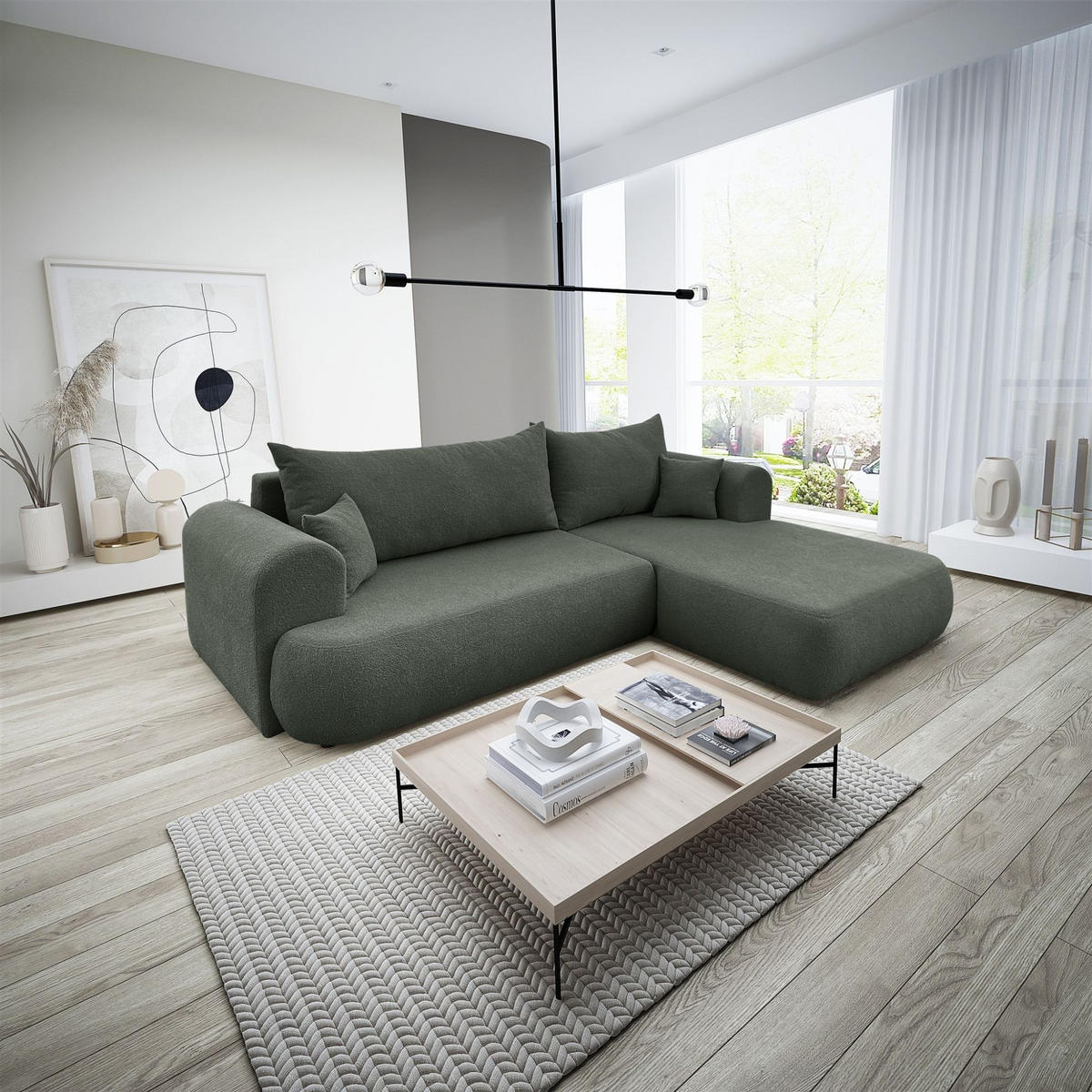 ECKSOFA Anike In Now Or Never - Waldgrün, Holzwerkstoff/Textil (260/173cm) - Fun Möbel