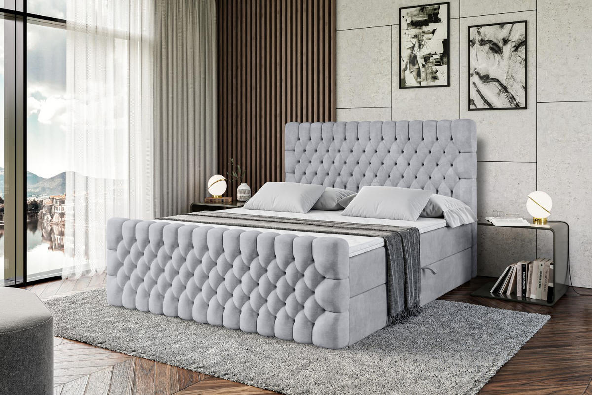 BOXBETT SERENE-Z - 120 x 200 - H4 - Hellgrau - Hellgrau, Holzwerkstoff (120/200cm) - ALTDECOR