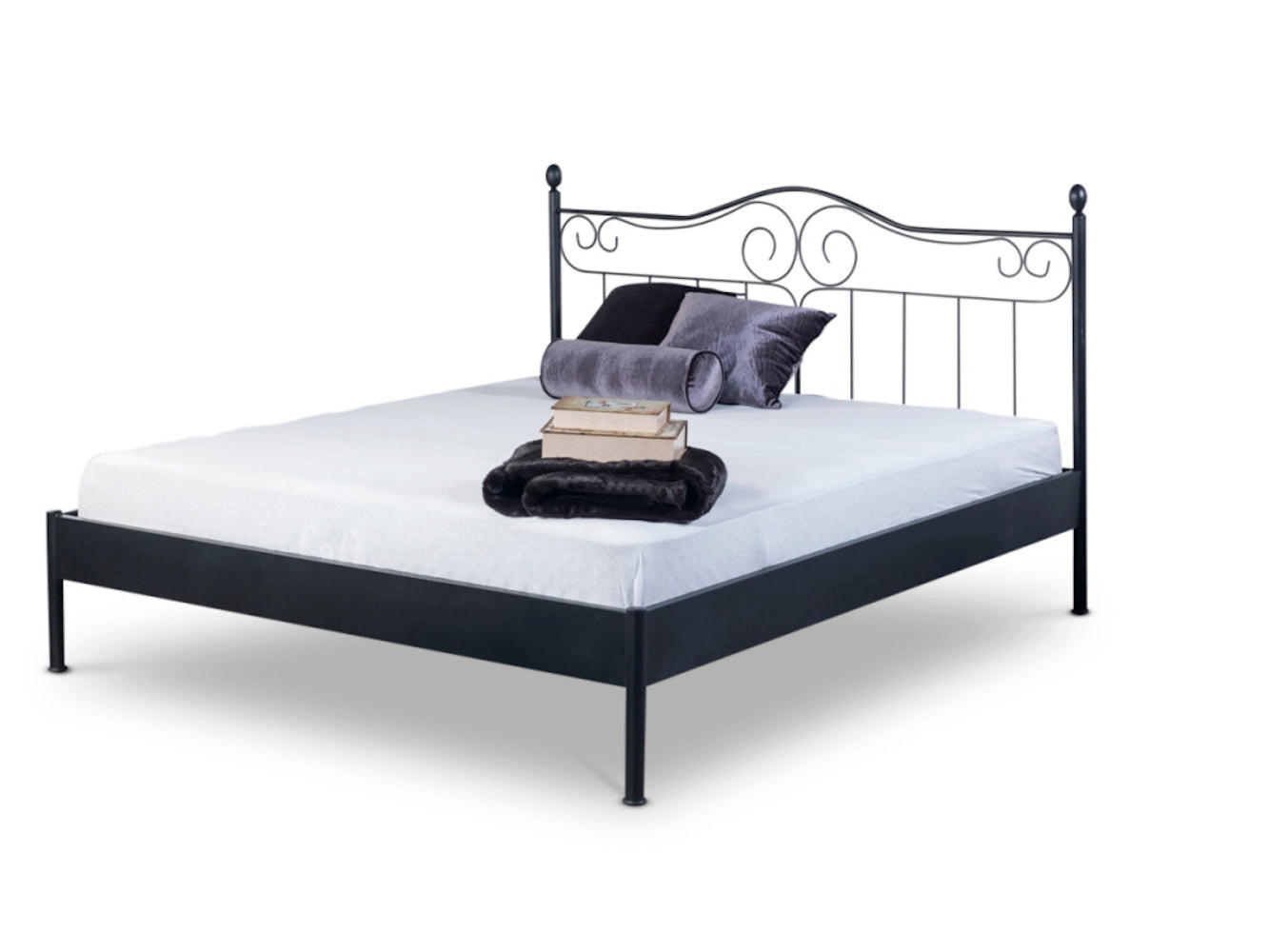 METALLBETT Alessia / 140 x 200 cm / schwarz-silber gewischt - Silberfarben/Schwarz, Metall (140/200cm) - BED BOX