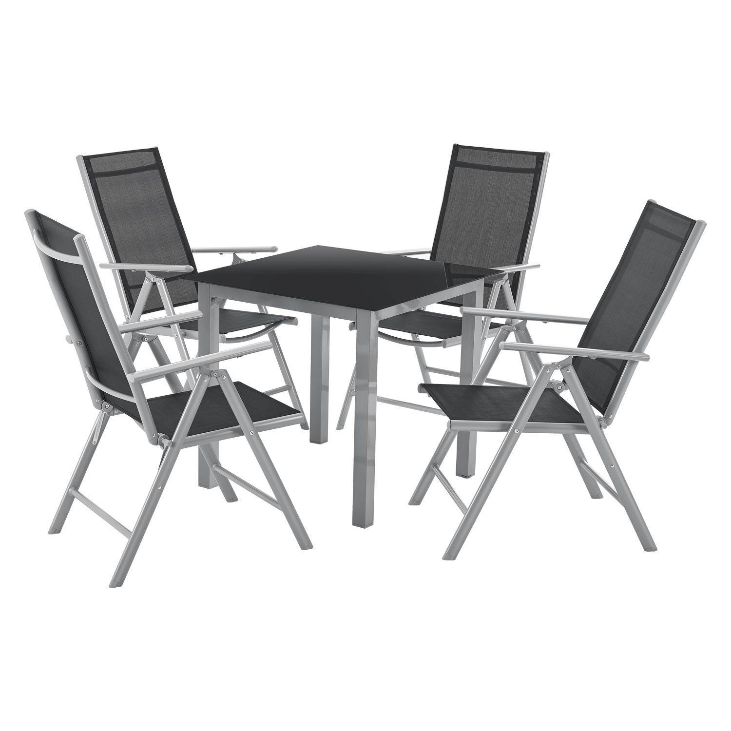 GARTENGARNITUR Milano 5-tlg. - Silberfarben, Metall - Juskys