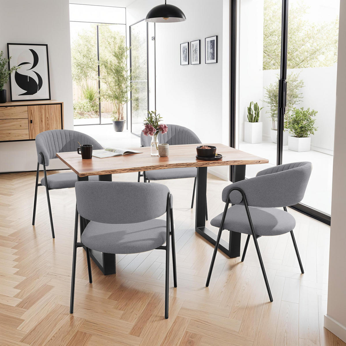 ARMLEHNSTUHL 4er Set Bedano 60 x 58 x 85 cm grau - Grau, Kunststoff (60/85/58cm) - tectake