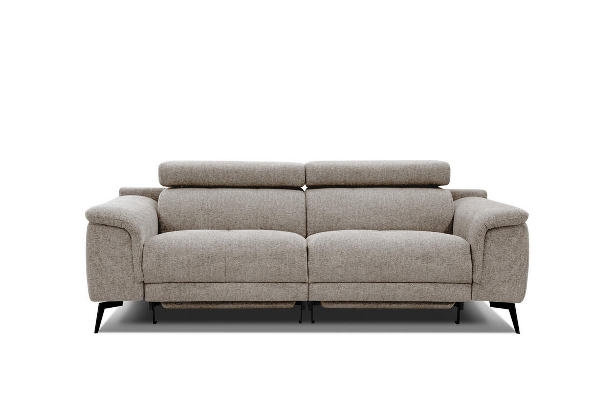 RELAXSOFA FIERO 3-Sitzer mit 2 Relaxfunktionen, taupe - Taupe/Schwarz, Holzwerkstoff/Textil (212/82/103cm)
