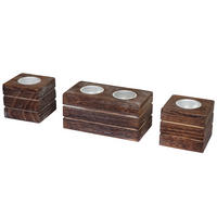 SET SVÍČKY Hnědá 3ks sada - hnědá, dřevo (7cm) - MCW