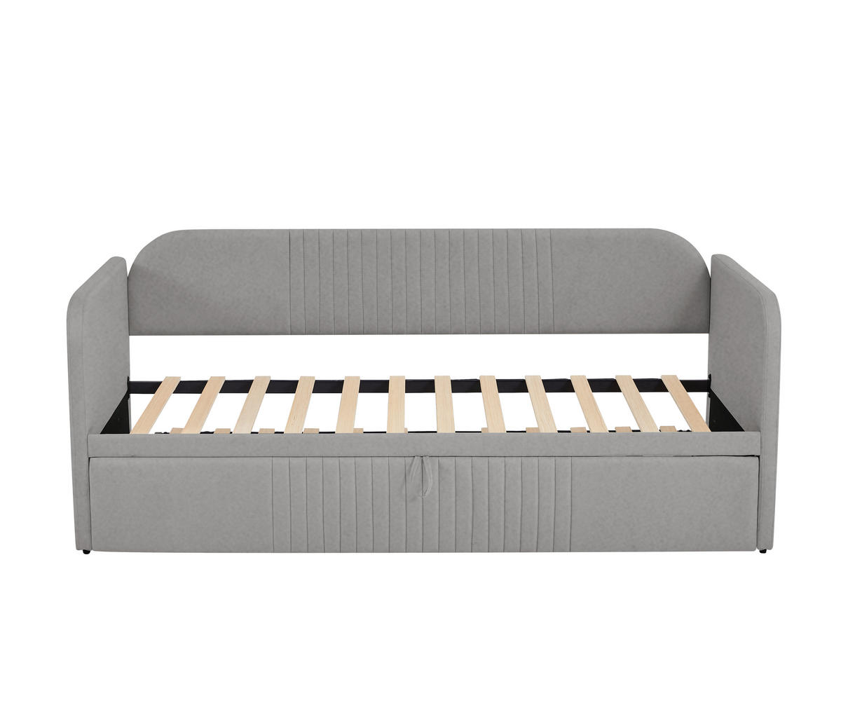 SCHLAFSOFA Ausziehbares 90/180 cm mit Lattenrost aus Leinenstoff grau - Grau, Textil (90/180cm) - OKWISH