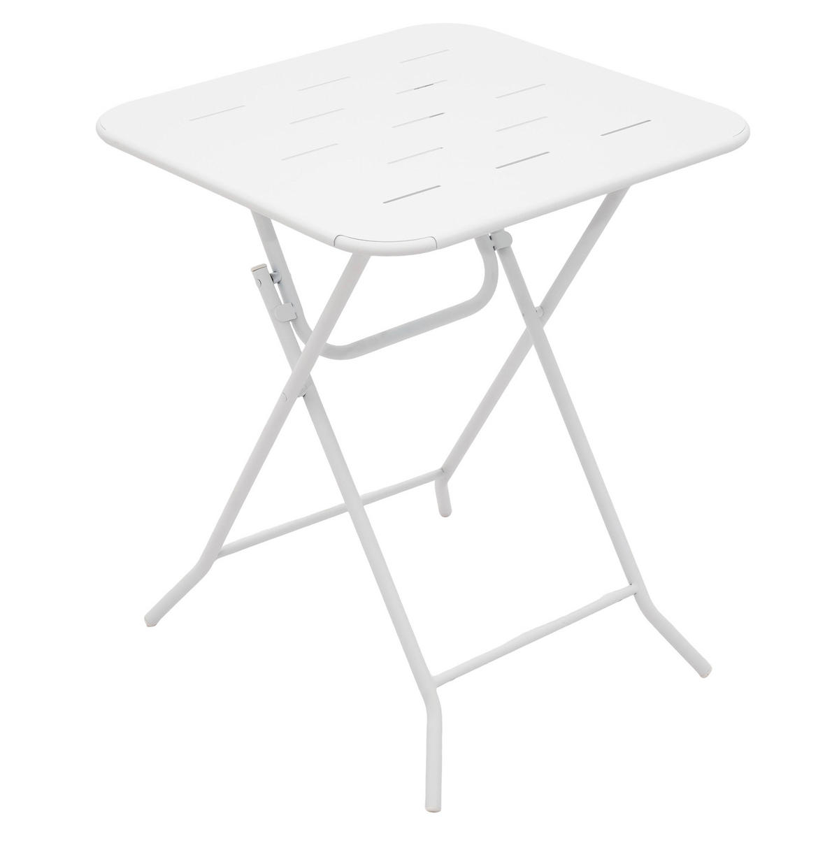 BISTRO-SET Tisch 60/60/73 cm, Stühle 43/45/76 cm, klappbar aus Stahl für 2 Personen, Weiß - Weiß, Metall - Redom