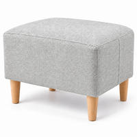 FUSSHOCKER Hellgrau gepolstert Holzfüße - Grau, Holz/Textil (61/42/41cm) - Relaxdays