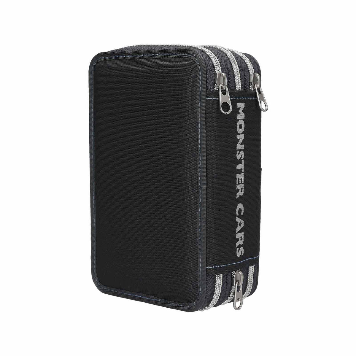 3-FACH FEDERTASCHE LED Monster Cars schwarz-bunt 7,5 x 13 x 20 cm - Multicolor/Schwarz, Kunststoff (13/20/7.5cm) - Depesche Germany