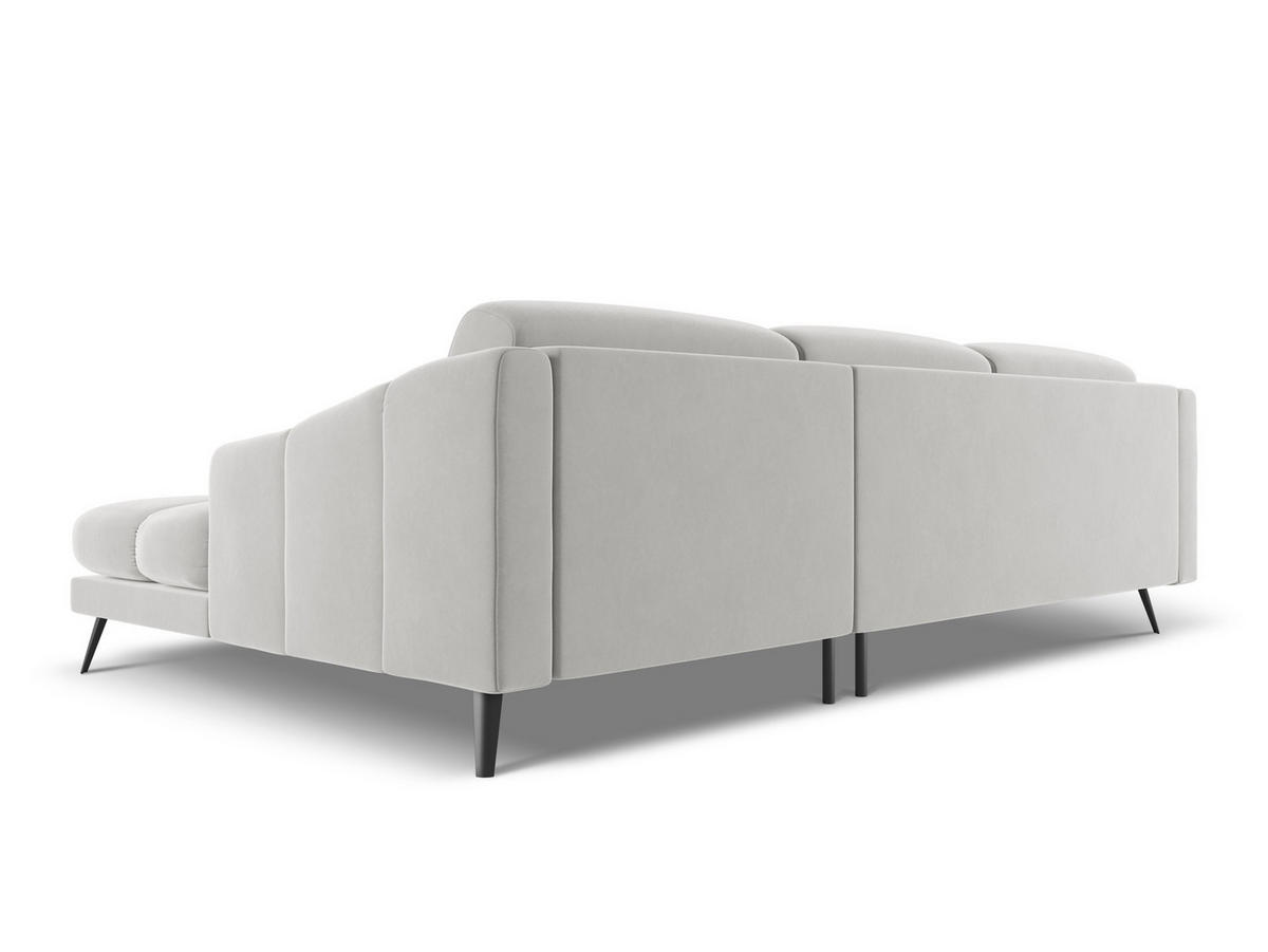 ECKSOFA Rechts Samt Stoff Grau - Silberfarben/Schwarz, Textil/Metall (264/160cm) - Makamii