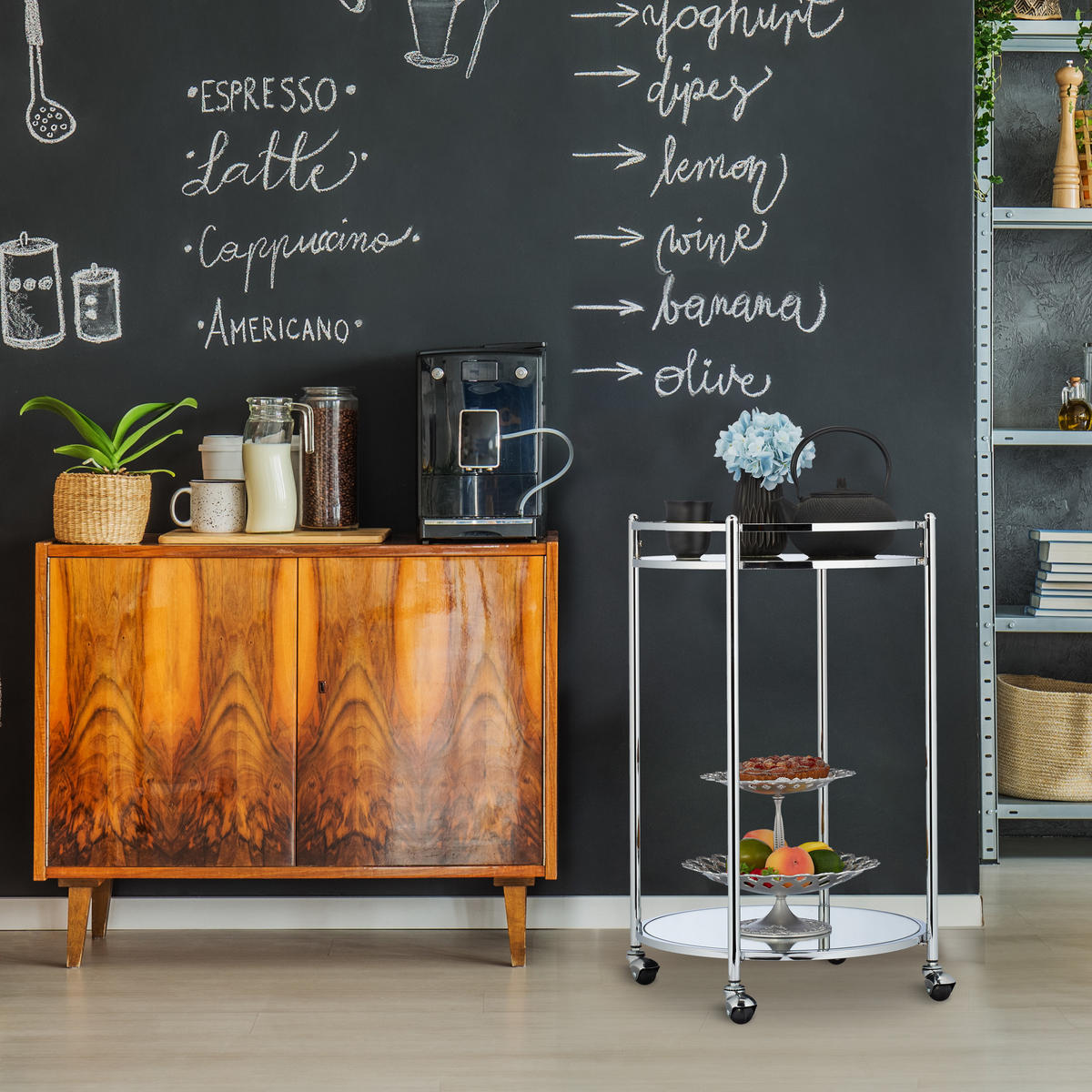 SERVIERWAGEN - Multicolor, Glas/Kunststoff (50/75/50cm) - Relaxdays