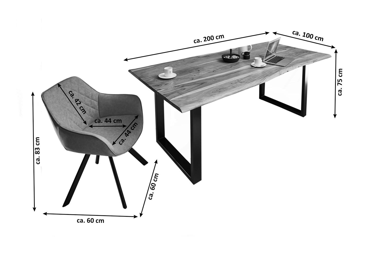 ESSTISCH LIAM - Beige/Schwarz, Holz/Metall (85/160/74cm) - SAM