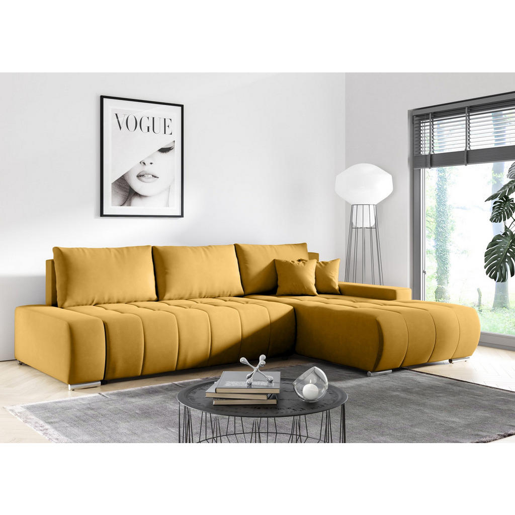 Thumbnail - Fedve Ecksofa, Honig, Textil, L-Form, 265x185 cm, Wohnzimmer, Sofas & Couches, Wohnlandschaften, Ecksofas