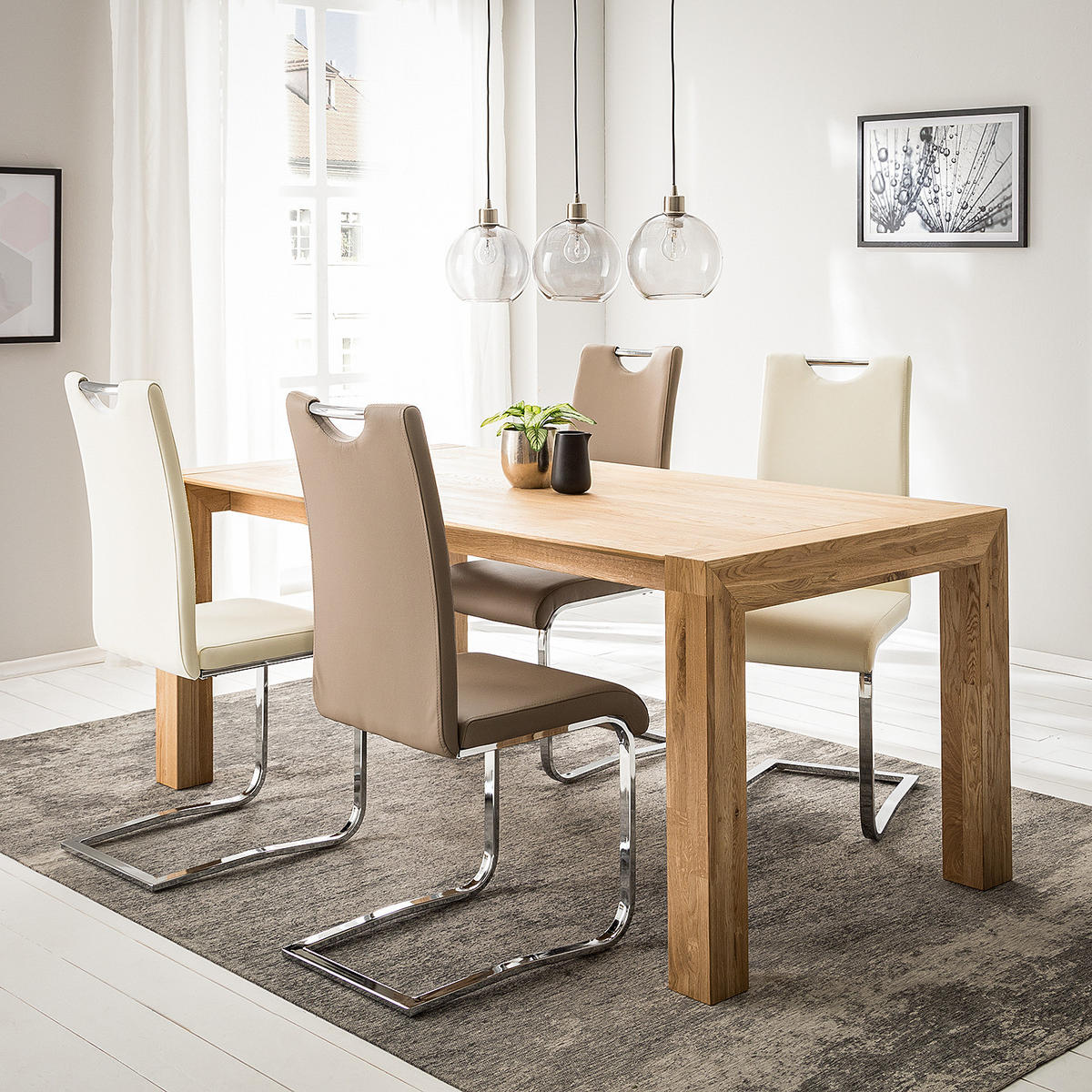 PENDELLEUCHTE - Eisen / Glas, 3-flammig - Silberfarben, Glas (20/81/150cm) - home24