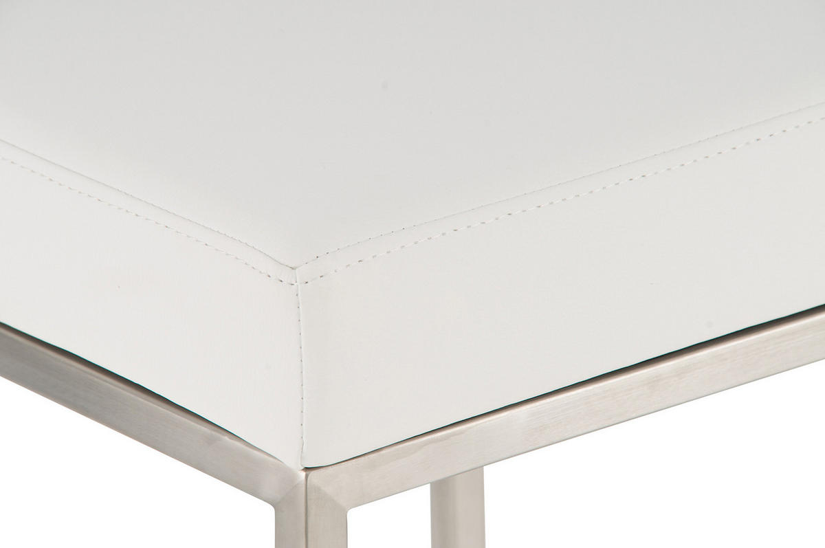BARHOCKER Lederlook Weiß - Edelstahlfarben/Weiß, Textil/Metall (37/85/37cm) - CLP