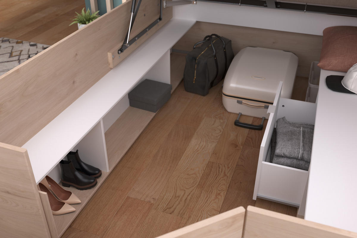 HOCHBETT Travel 2 in Jackson Eiche und Weiß halbhoch - Braun, Holzwerkstoff