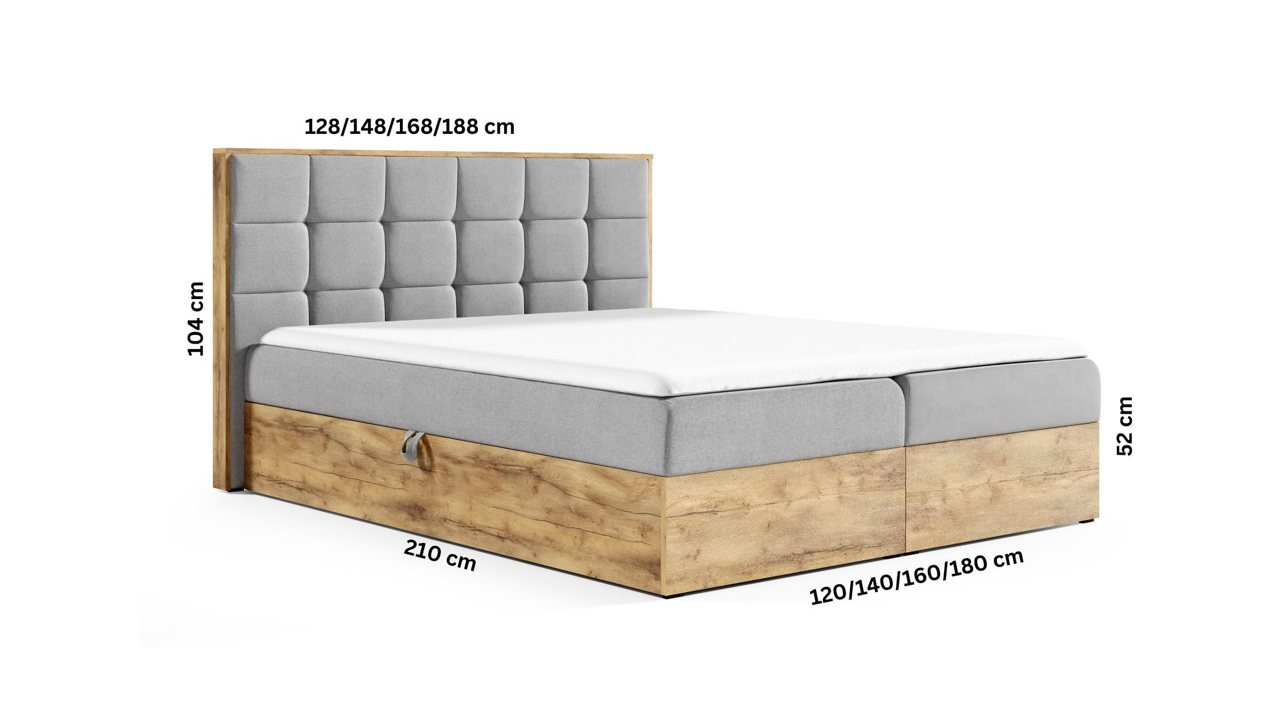 Thumbnail - AN-Moebel 4u Boxspringbett, Grau, Textil, H3, Rechteckig, 160x200 cm, Schlafzimmer, Betten, Boxspringbetten