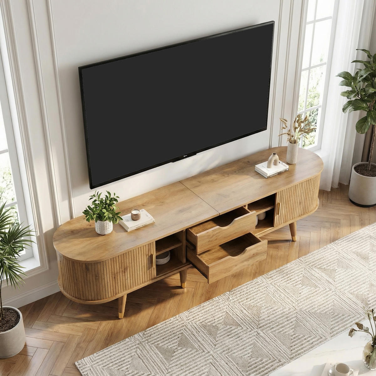 TV-SCHRANK in Holzoptik mit Schiebetür - Sonoma Eiche, Holzwerkstoff (175/45/38cm) - Urban Meuble