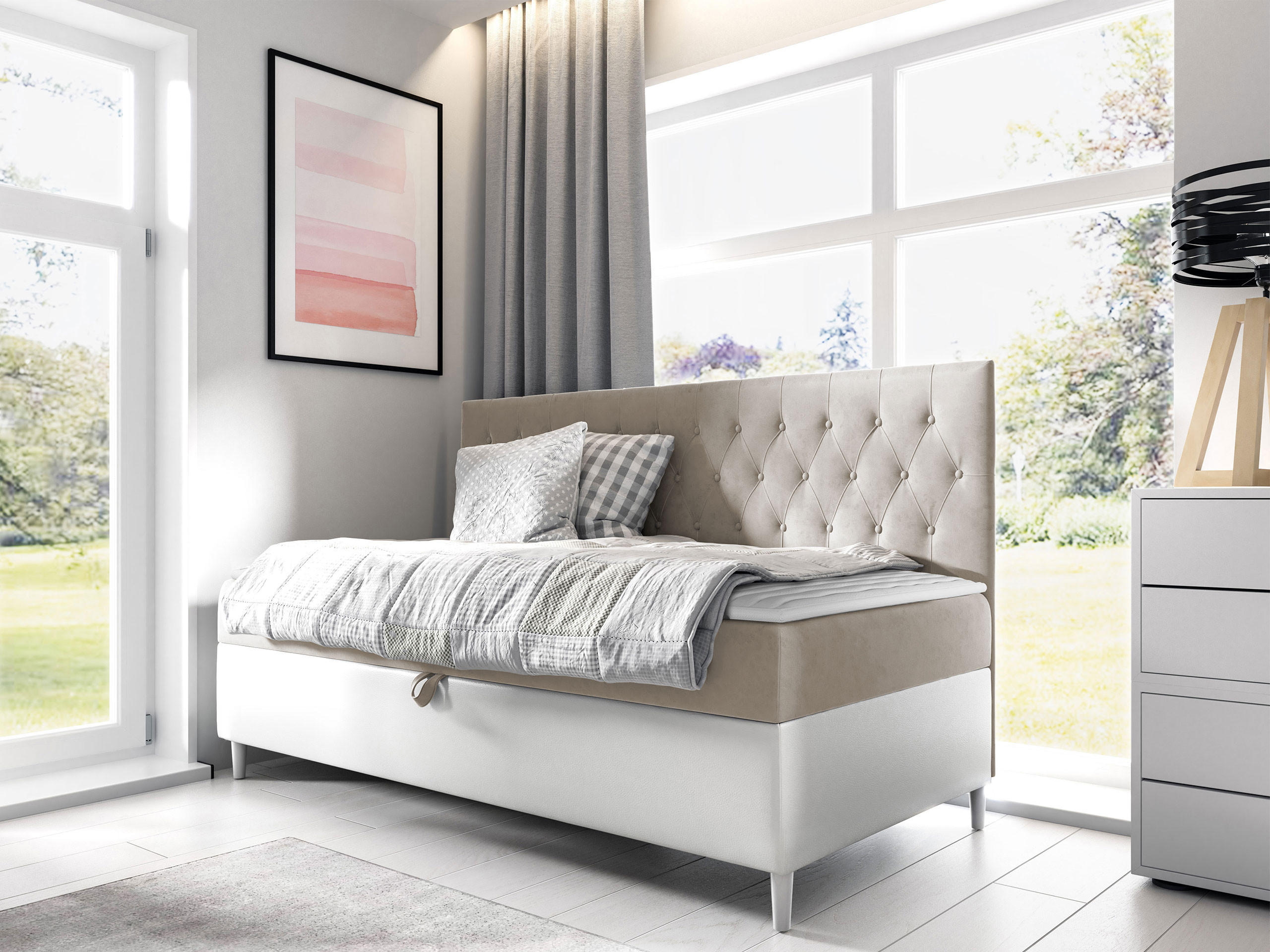 BOXBETT Filip Junior 2 - Creme/Weiß, Holz (100/200cm) - MIRJAN24