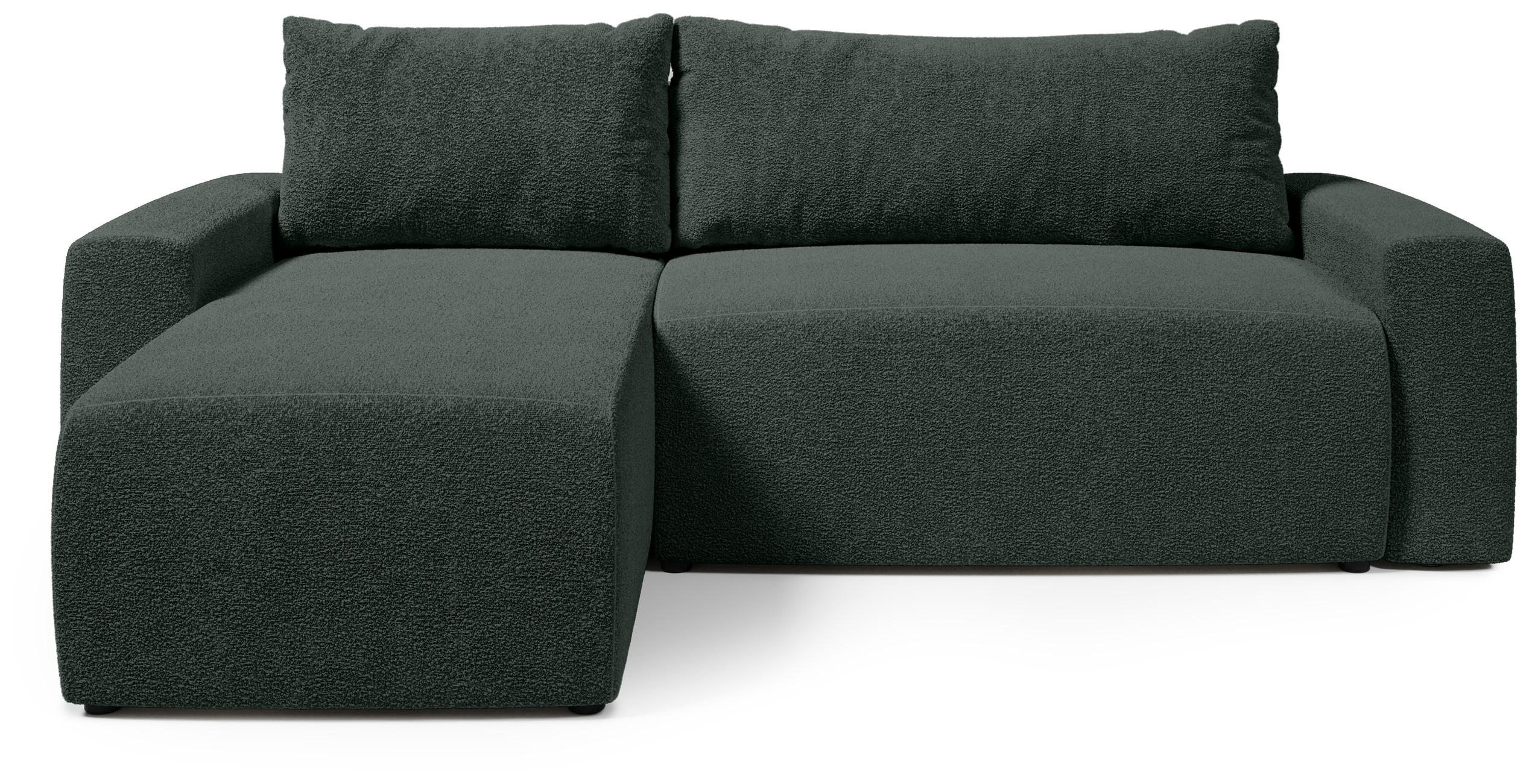 ECKSOFA PLUSH mit Schlaffunktion Dunkelgrün Boucle - Dunkelgrün, Textil (240/145cm) - Bromarkt