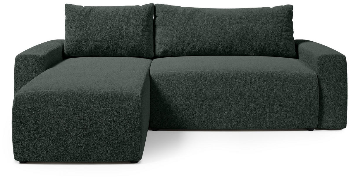 ECKSOFA PLUSH mit Schlaffunktion Dunkelgrün Boucle - Dunkelgrün, Textil (240/145cm) - Bromarkt